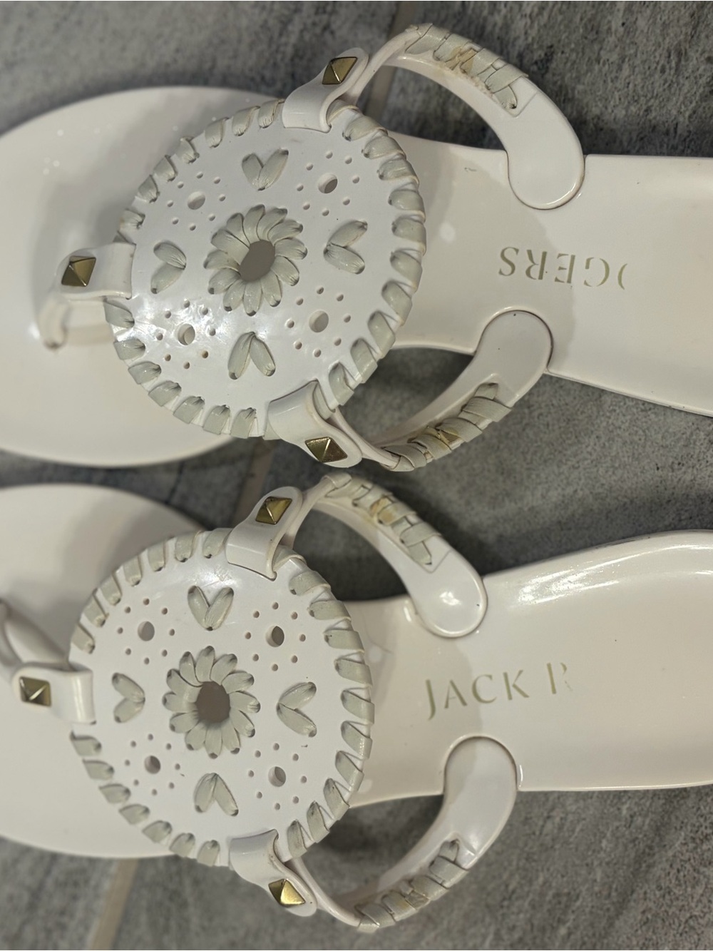 Jack Rogers White Millie Cutout Leather Sandals